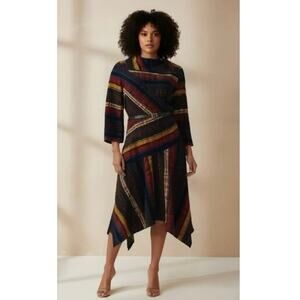 DANNY & NICOLE COWL NECK NAVY SPICE 3/4 SLEEVE DRESS SIZE 14